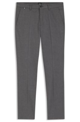 Pantalon Slim en coton stretch fa&ccedil;onn&eacute;, Noir