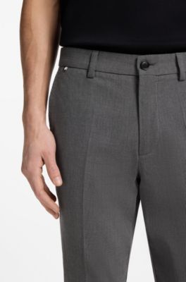 Pantalon Slim en coton stretch fa&ccedil;onn&eacute;, Noir