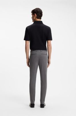 Slim-fit trousers in stretch-cotton dobby, Black