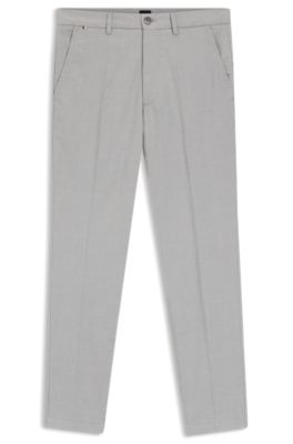 Pantalones slim fit en dobby de algod&oacute;n el&aacute;stico, Plata