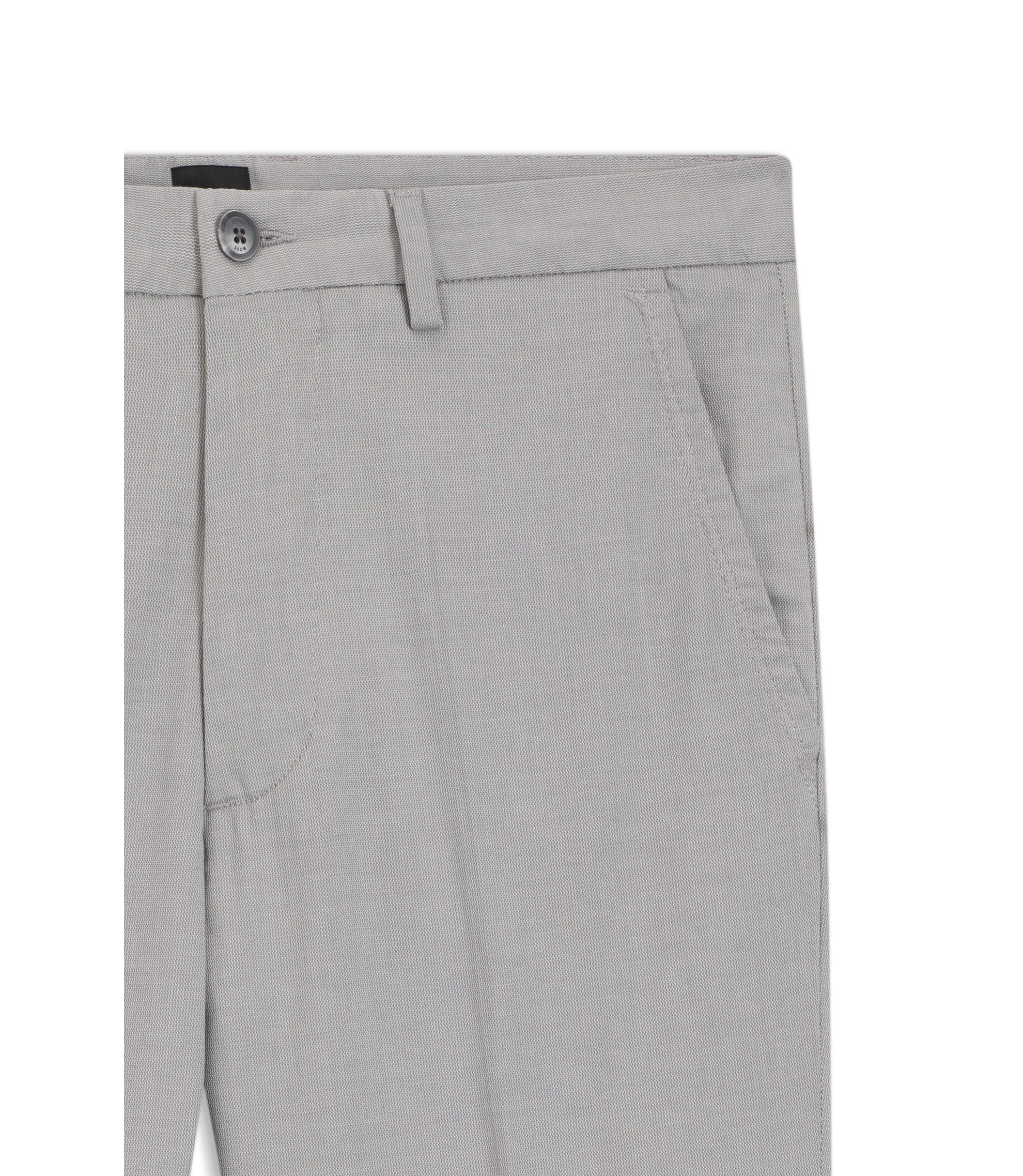 BOSS - Slim-fit trousers in stretch-cotton dobby - Silver