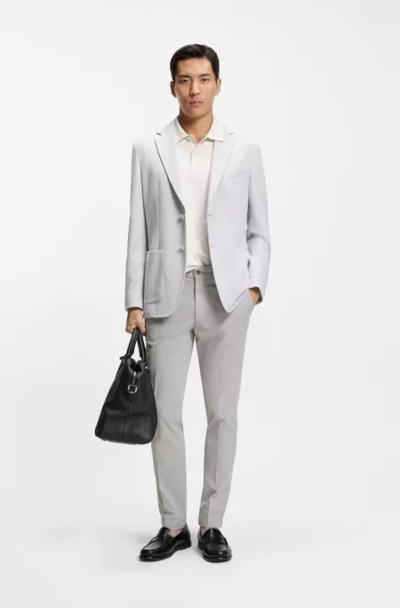 Slim-fit trousers in stretch-cotton dobby