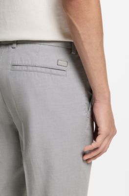 Slim-fit trousers in stretch-cotton dobby, Silver