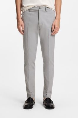 Slim-fit trousers in stretch-cotton dobby, Silver