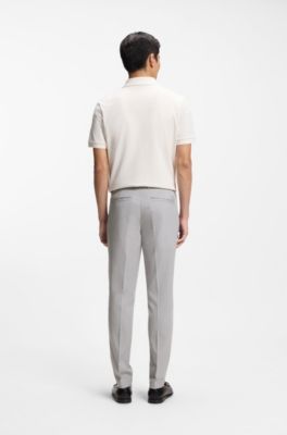 Pantalones slim fit en dobby de algod&oacute;n el&aacute;stico, Plata