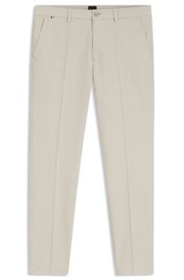 Slim-fit trousers in stretch-cotton dobby, Light Beige