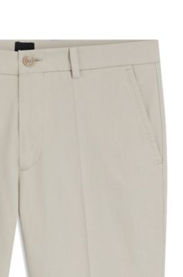 Slim-fit trousers in stretch-cotton dobby, Light Beige