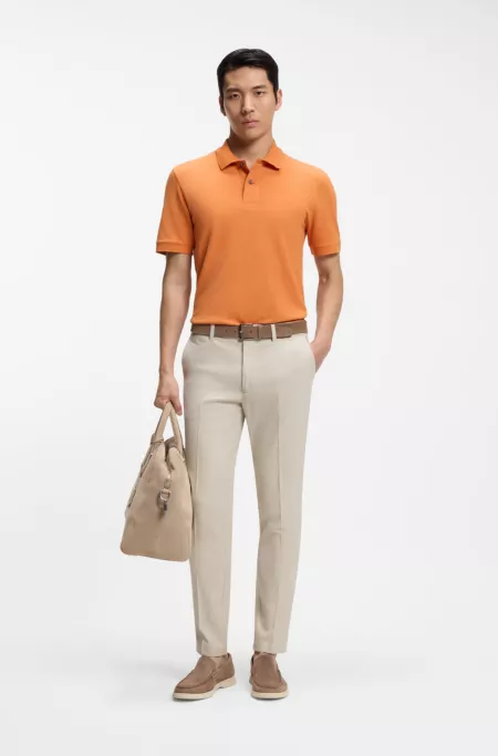Slim-fit trousers in stretch-cotton dobby