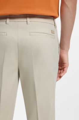 Slim-fit trousers in stretch-cotton dobby, Light Beige