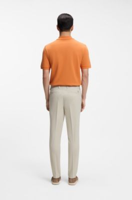 Slim-fit trousers in stretch-cotton dobby, Light Beige