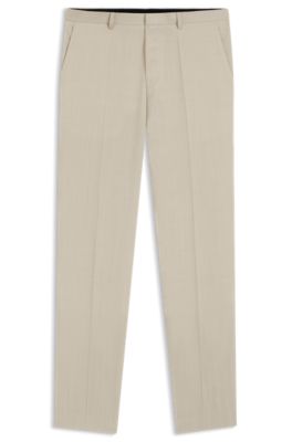 Extra-slim-fit trousers in wool-blend poplin, Beige
