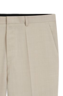 Pantalones extra slim fit en popel&iacute;n de mezcla de lana, Beige