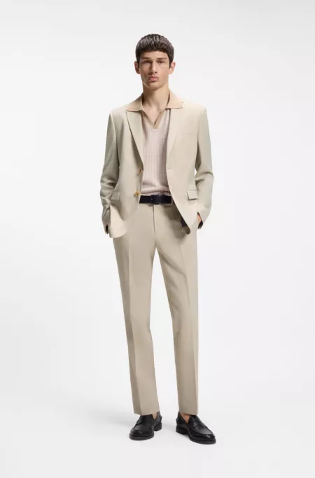 Extra-slim-fit trousers in wool-blend poplin