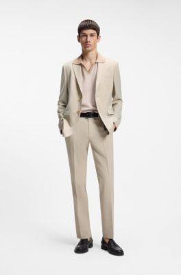 Extra-slim-fit trousers in wool-blend poplin, Beige