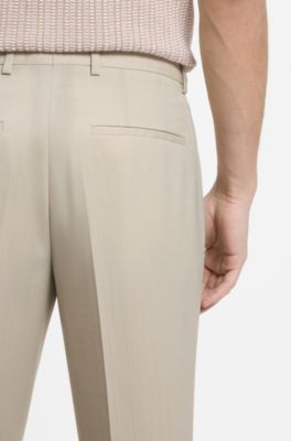 Pantalones extra slim fit en popel&iacute;n de mezcla de lana, Beige