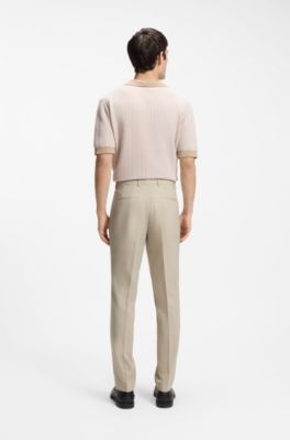 Extra-slim-fit trousers in wool-blend poplin, Beige