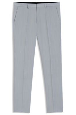 Pantalones extra slim fit en popel&iacute;n de mezcla de lana, Celeste