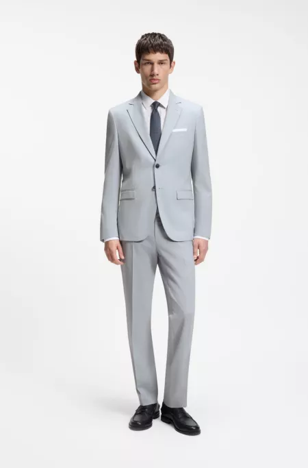 Extra-slim-fit trousers in wool-blend poplin