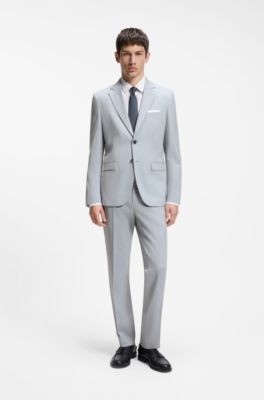Extra-slim-fit trousers in wool-blend poplin, Light Blue