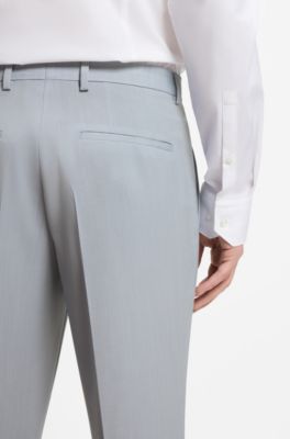 Pantalones extra slim fit en popel&iacute;n de mezcla de lana, Celeste