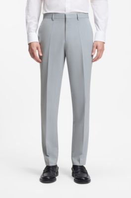 Pantalones extra slim fit en popel&iacute;n de mezcla de lana, Celeste