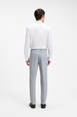 Pantalones extra slim fit en popel&iacute;n de mezcla de lana, Celeste