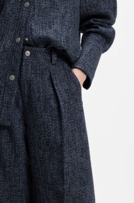 Wide-leg trousers in stretch tweed, Patterned