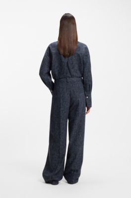 Pantalon Wide en tweed stretch, Fantaisie