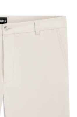 Pantalones modern fit en sarga de algod&oacute;n de planchado f&aacute;cil, Blanco