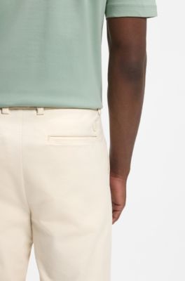 Easy-iron modern-fit trousers in cotton-blend twill, White