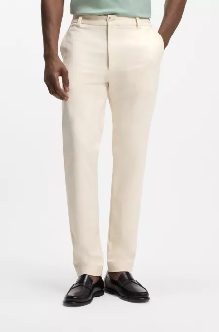 Easy-iron modern-fit trousers in cotton-blend twill