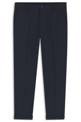 Easy-iron modern-fit trousers in cotton-blend twill, Dark Blue