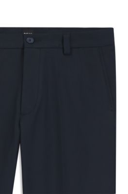 Pantalones modern fit en sarga de algod&oacute;n de planchado f&aacute;cil, Azul oscuro