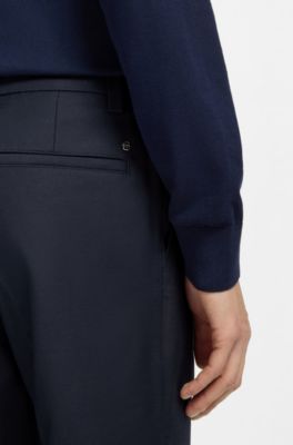 Pantalones modern fit en sarga de algod&oacute;n de planchado f&aacute;cil, Azul oscuro