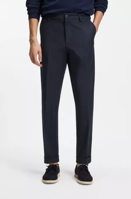 Easy-iron modern-fit trousers in cotton-blend twill