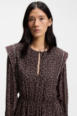 Vestido mini estampado con ribetes en contraste, Fantas&iacute;a