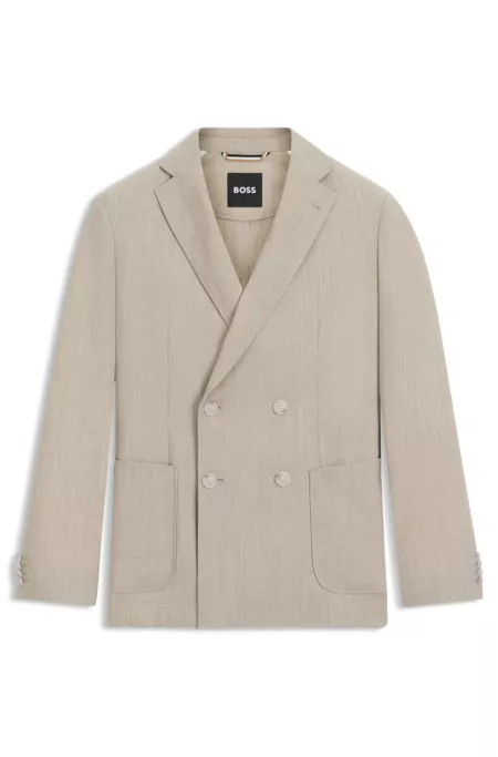 Micro-patterned double-breasted jacket in virgin wool