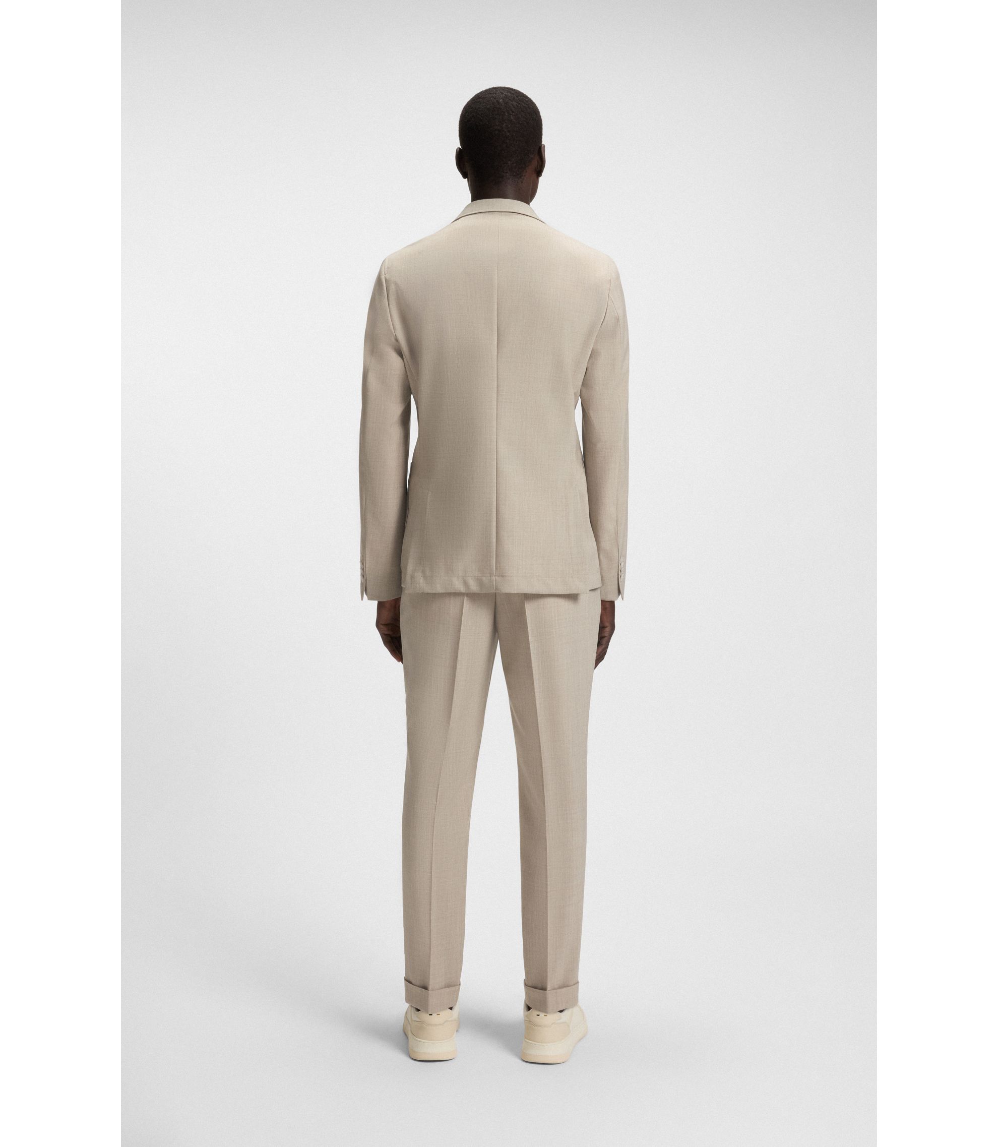 BOSS - Micro-patterned double-breasted jacket in virgin wool