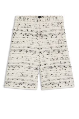 Cropped relaxed-fit trousers in striped cotton-blend tweed, Patterned