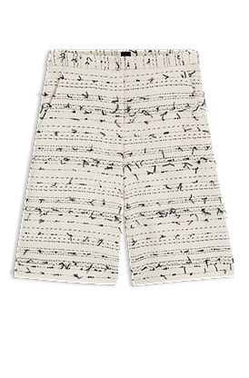 Pantalon Relaxed raccourci en tweed de coton mélangé à rayures