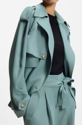 Drapey-twill jacket in a relaxed fit, Blue
