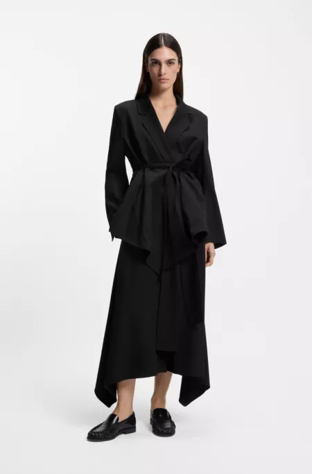 Relaxed-fit blazer in wool-blend gabardine