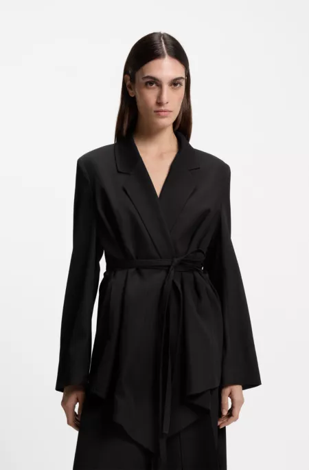 Relaxed-fit blazer in wool-blend gabardine