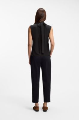 Regular-fit blouse in sandwashed silk, Black