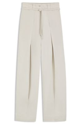 Relaxed-fit trousers in cotton and linen, Patterned