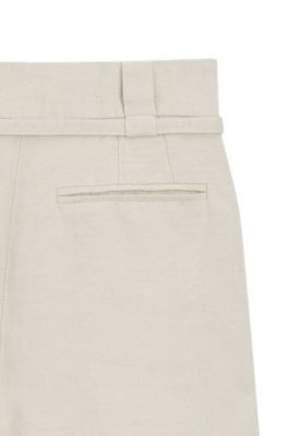 Relaxed-fit trousers in cotton and linen, Patterned