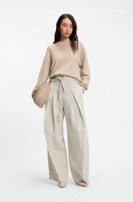 Relaxed-fit trousers in cotton and linen, Patterned