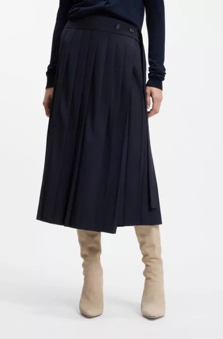 Pleated skirt in a wool blend