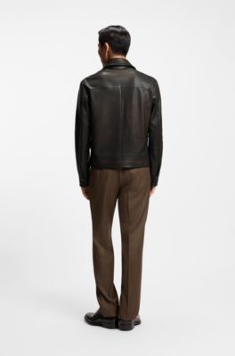 Nappa-leather jacket in an aviator style, Dark Brown