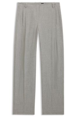 Pantalones regular fit de sarga de tejido sharkskin, Plata